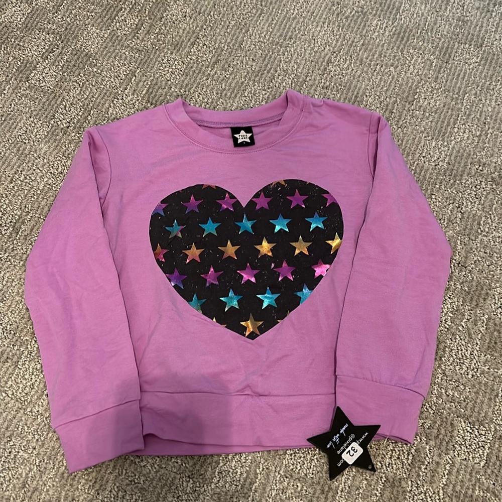 Pink Foil Heart LS Shirt PixieLane Size 6 NWT